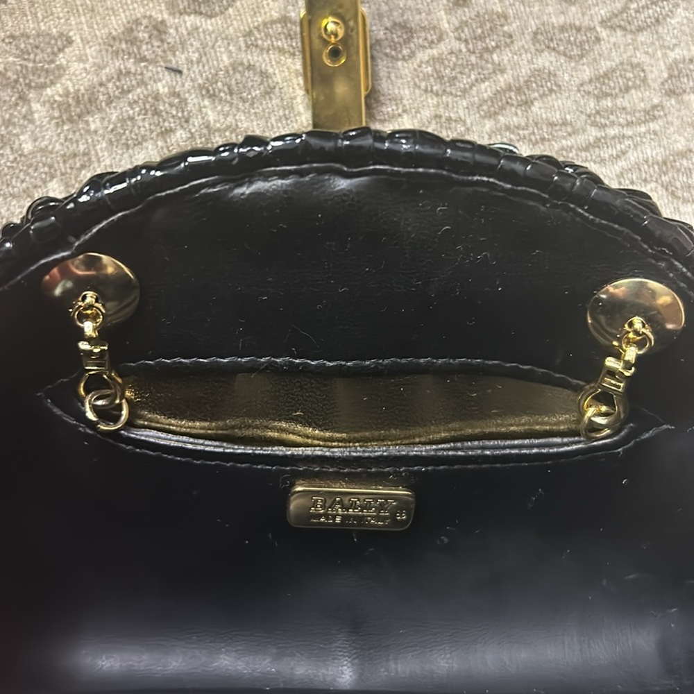 BALLY VINTAGE RARE Black Wicker and Lambskin Leather Clutch/Shoulder Bag - Picture 9 of 15